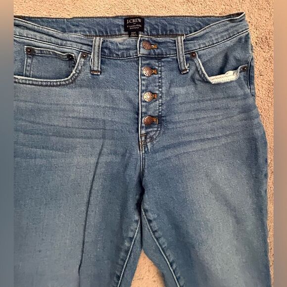 J Crew Women 's High Rise Button Fly Raw Hem Jeans Size 30 P GUE - Picture 1 of 9